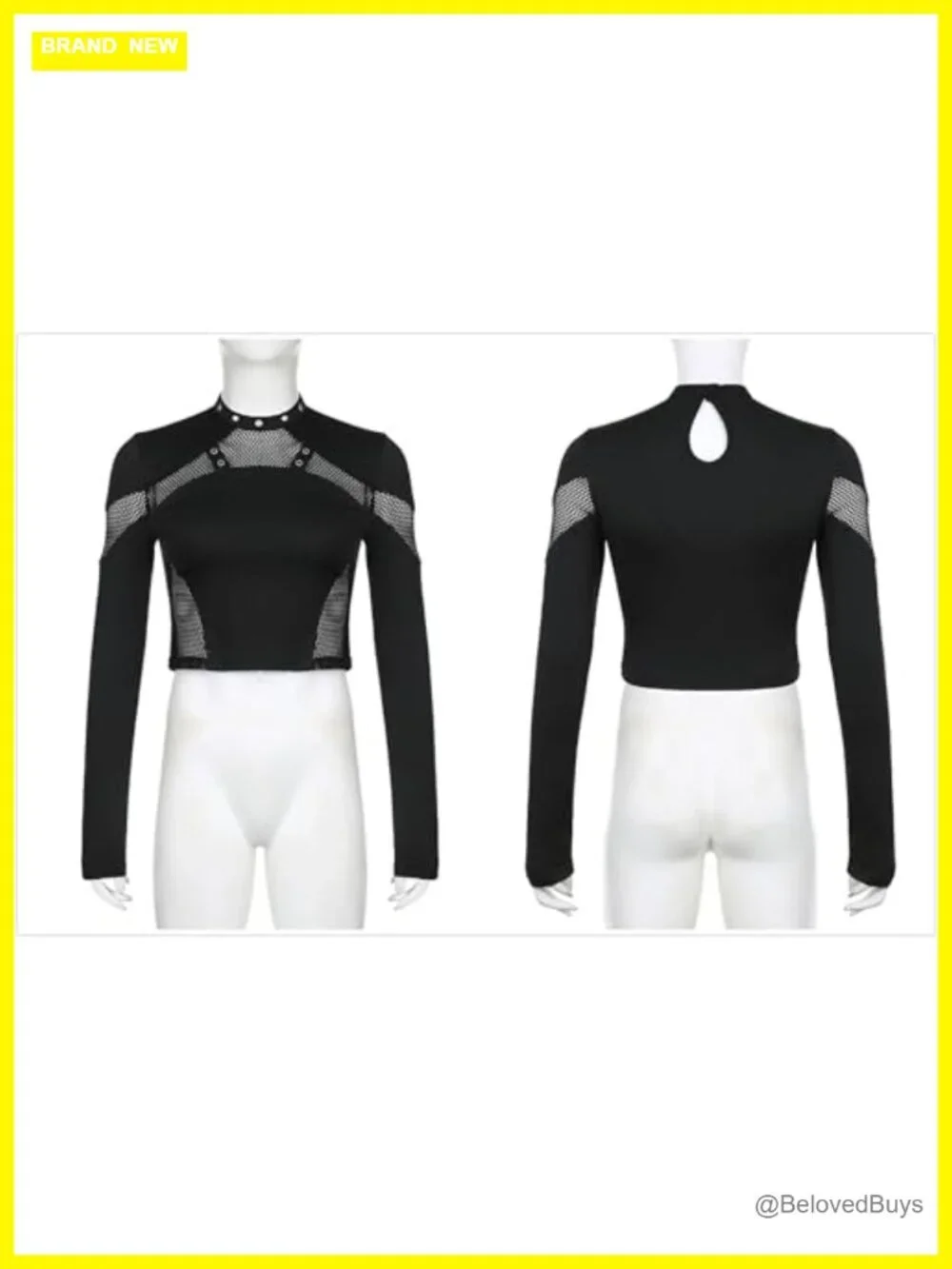 Gothic Crop Top Long Sleeve Crew Neck T Shirt Punk Rock Streetwear